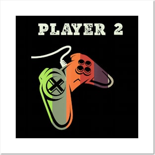 Couple Matching gamer Shirt Gaming Player 1 Player 2 Posters and Art